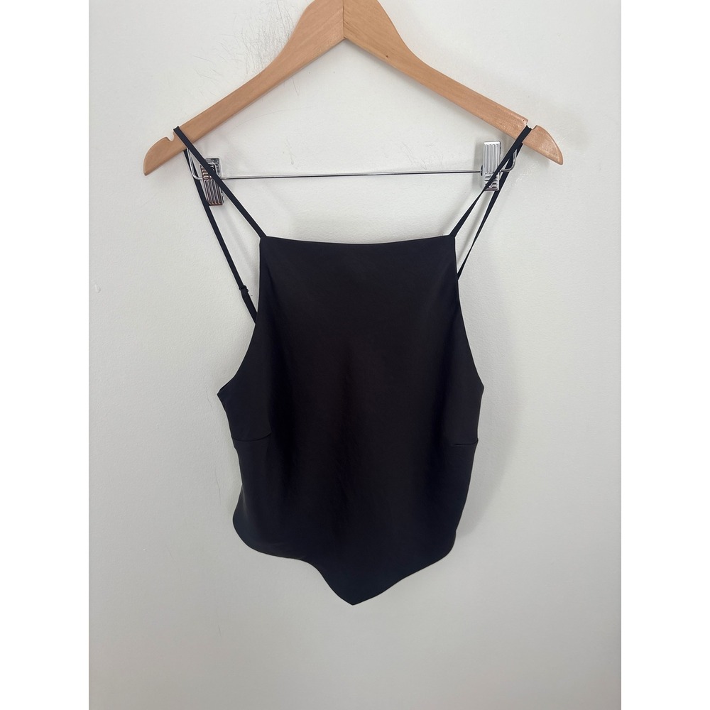 Sunday Best Aritzia Black Satin Tie Back Cropped Cami Top Medium